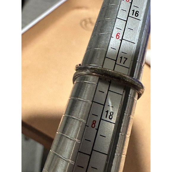 Vintage 1940s NAVAJO Sterling Silver Turqouise Etched Shadowbox Ring Size 7 - Picture 5 of 11